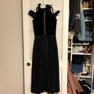 Weissman Black Strapless Dress with Sheer Accents